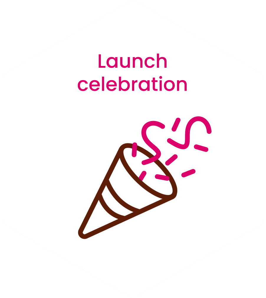 Launch celebration, front
